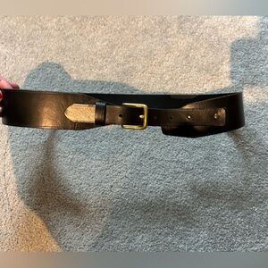 J. Crew Black and Gold Leather Belt Matte